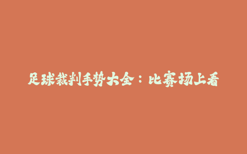 足球裁判手势大全:比赛场上看懂这些信号不迷茫!