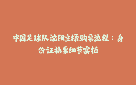 中国足球队沈阳主场购票流程：身份证换票细节实拍-火次果